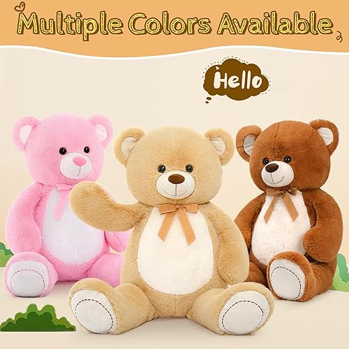 Miniatura 6 de Tezituor Oso de peluche gigante de 4.3 pies, animales de peluche grandes de 52 pulgadas con vientre blanco, regalo de San Valentín para novias