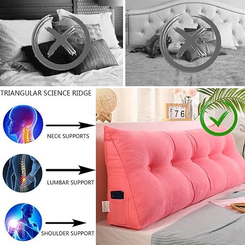 Miniatura 4 de Almohada larga triangular grande para cabecero, cojín de espalda de color sólido, almohada de lectura, almohada de cuña para sofá cama, respaldo
