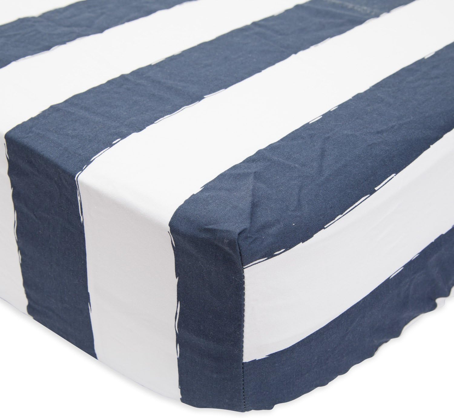 Little Unicorn Percale Crib Sheet (Navy Stripe) Baby