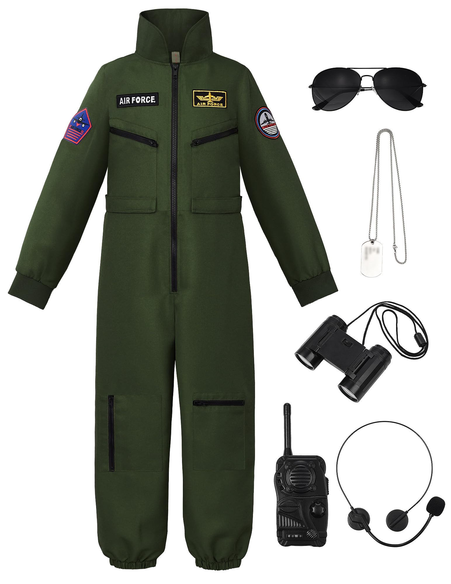 ReliBeauty Costume Pilota Bambini con Accessori, Travestimento Air Force Carnevale