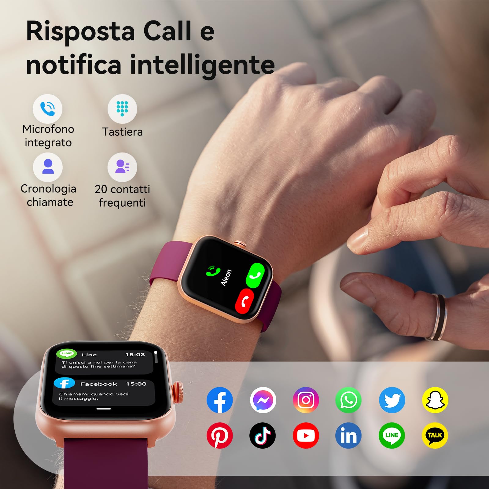 Smartwatch Uomo Donna, 1.91" Orologio Smartwatch Chiamate, Alexa Integrato Fitness Tracker con cardiofrequenzimetro Monitor del SpO2/Sonno/Stress,110 Sportive IP68 Orologio Contapassi per Android iOS