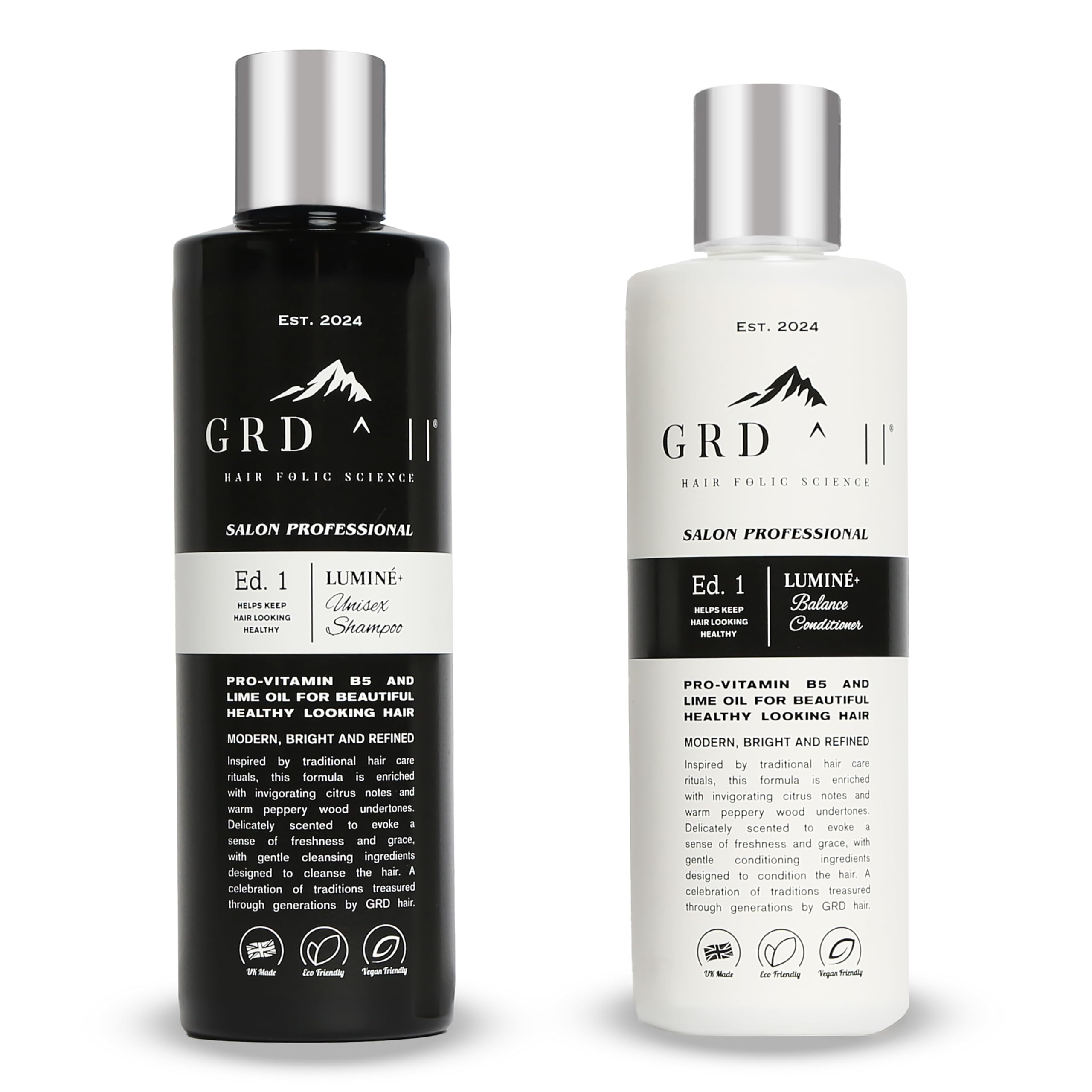 Thinning Hair Shampoo & Conditioner Set – Pro-Vitamin B5 (Panthenol) with Aloe Vera & Cedarwood – Lightweight Care for Fine Hair – 500ml (2x250ml) | GRD Luminé+