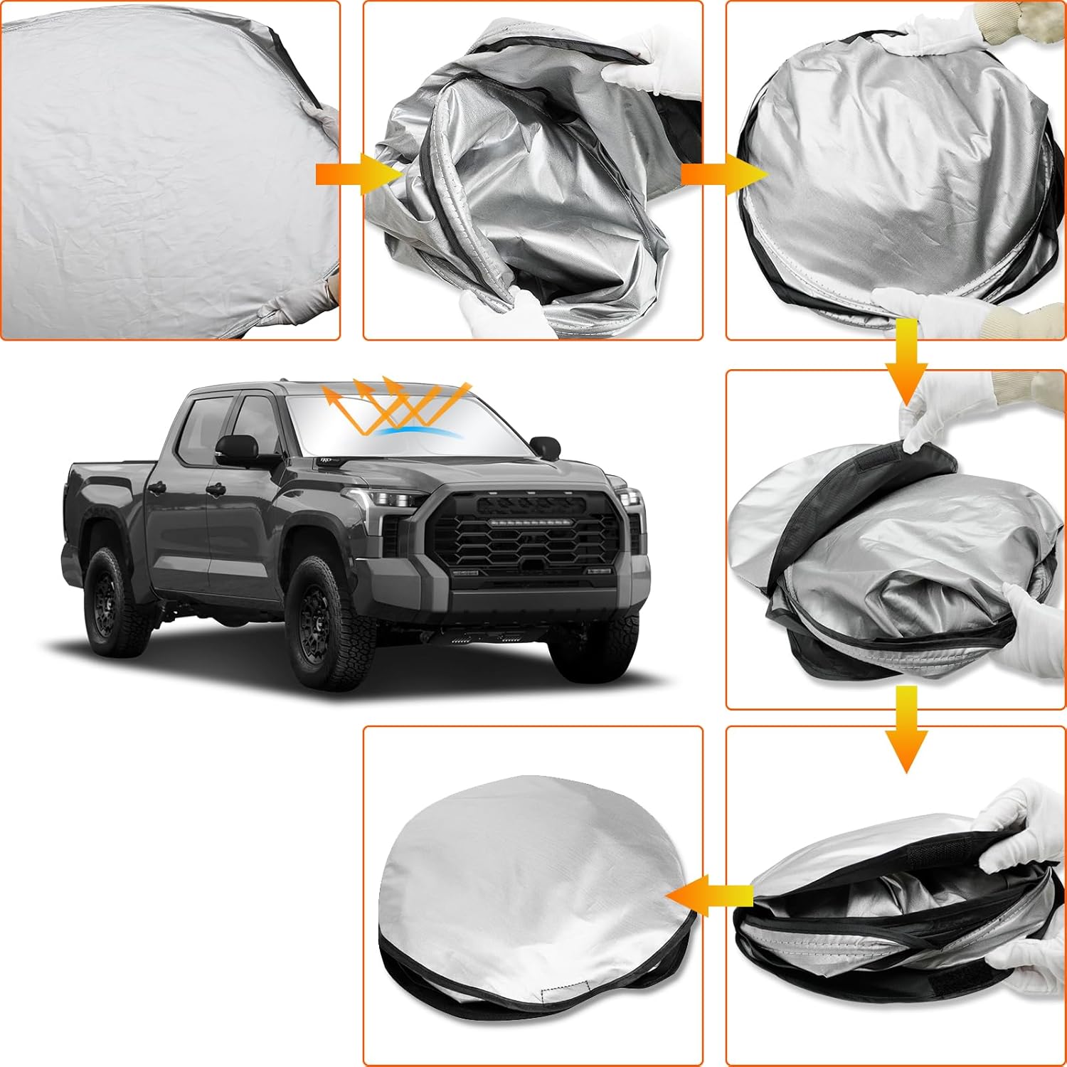 D-Lumina Winshield Sun Shade for to-yota Tundra 2022 2023 2024 2025, Foldable Front Sun Shield Protector Blocks UV Rays, Truck Window Sunshade Sun Visor Interior Accessory