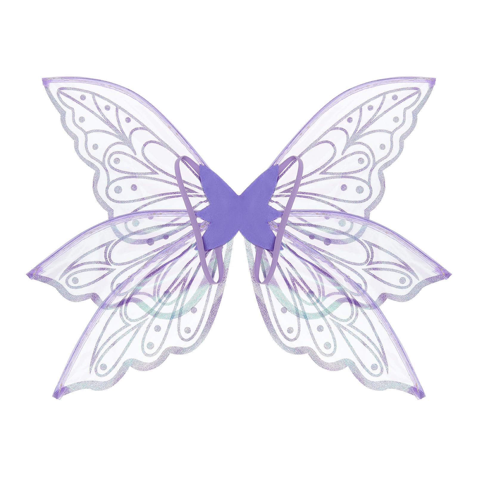 ESSECMBS 2PCS Light Up Butterfly Wings & Magic Wand Set for Women LED Lighted Fairy Wings Stick for Halloween Cosplay (Purple - Image 3