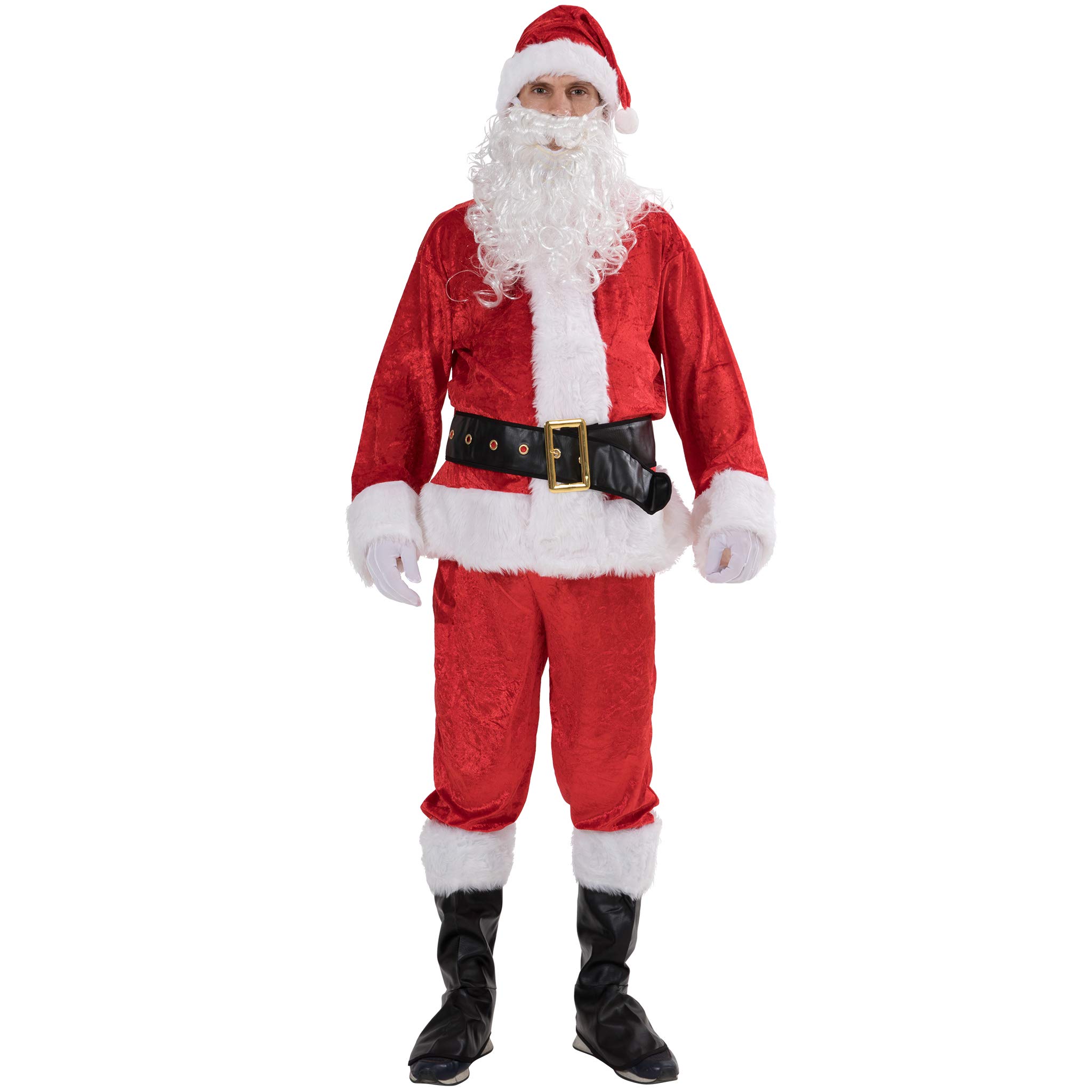 EraSpooky Weihnachten Erwachsene Deluxe Samt Weihnachtsmann Kostüm Anzug