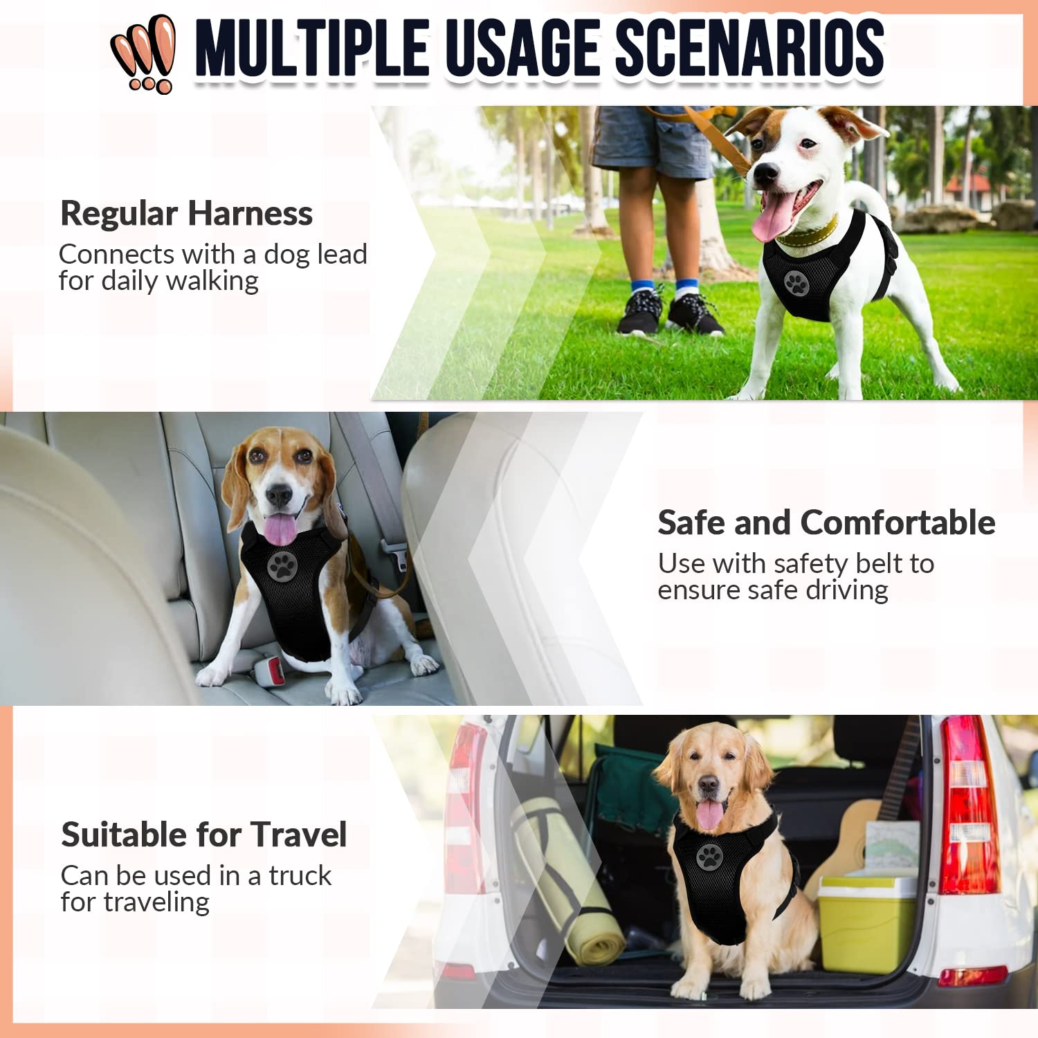 Imbracatura Per Cani SlowTon - Gilet Regolabile Traspirante Per Viaggi E Passeggiate