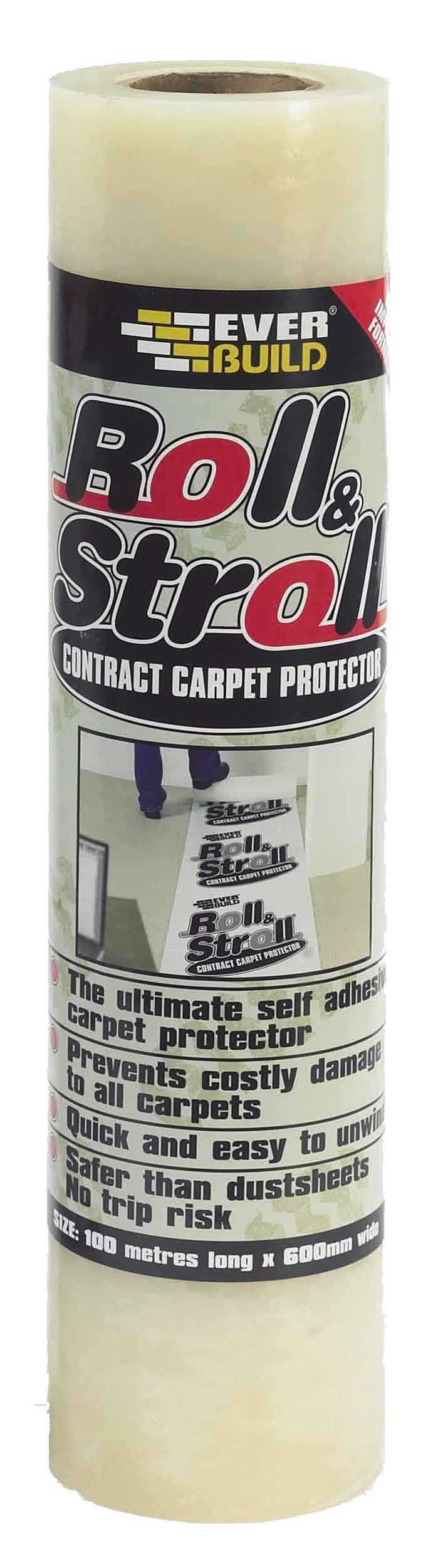 Everbuild Roll and Stroll Protection de moquette autocollante Transparent 600 mm x 100 m