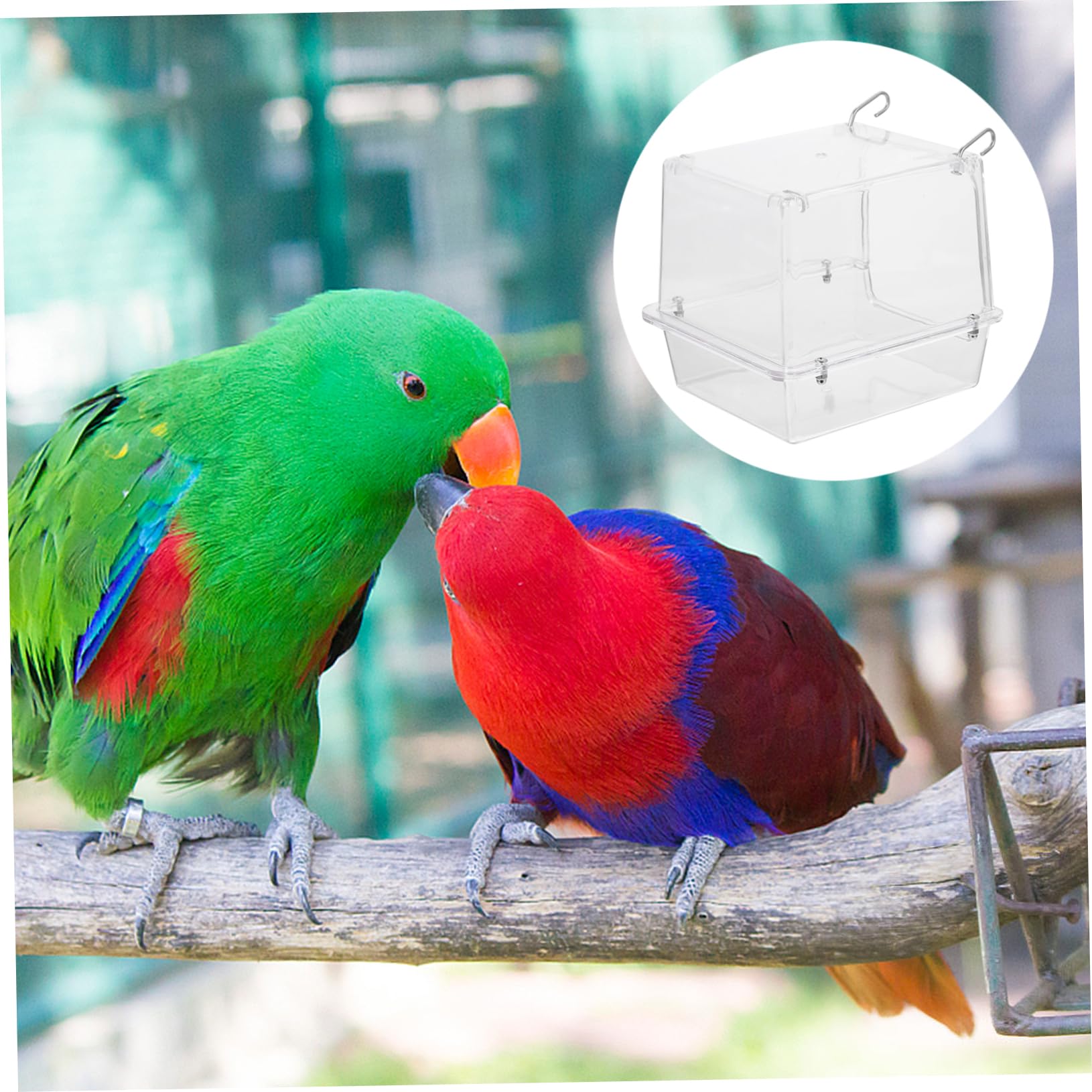Hängende Vogelbadewanne aus Bruchfestem Material mit Duschbox Vogelbadebox für Käfig Außenseite Vogelbäder für Papageien und Kleine Vögel