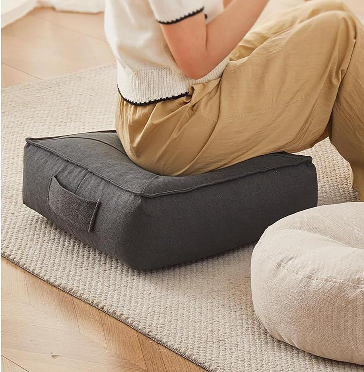 Cuscino rialzo extra spesso, 15 cm, 100% cotone, per poltrona, ufficio e sedia a rotelle, quadrato, blu, 40 x 40 cm, ideale per anziani e comfort post-operatorio