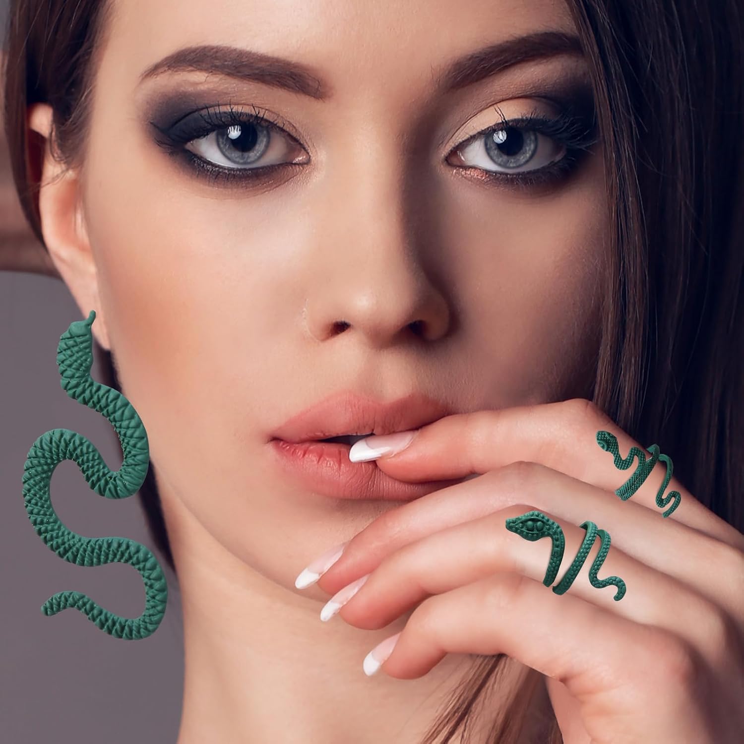 Huquary 8 Pcs Snake Jewelry for Women Necklace Earrings Bracelet image 3