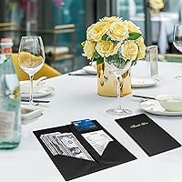 Vista 7 de Presentadores de cheques para restaurantes, paquete de 20 tarjeteros de 10 x 5.5 pulgadas con impresión dorada de agradecimiento para restaurantes
