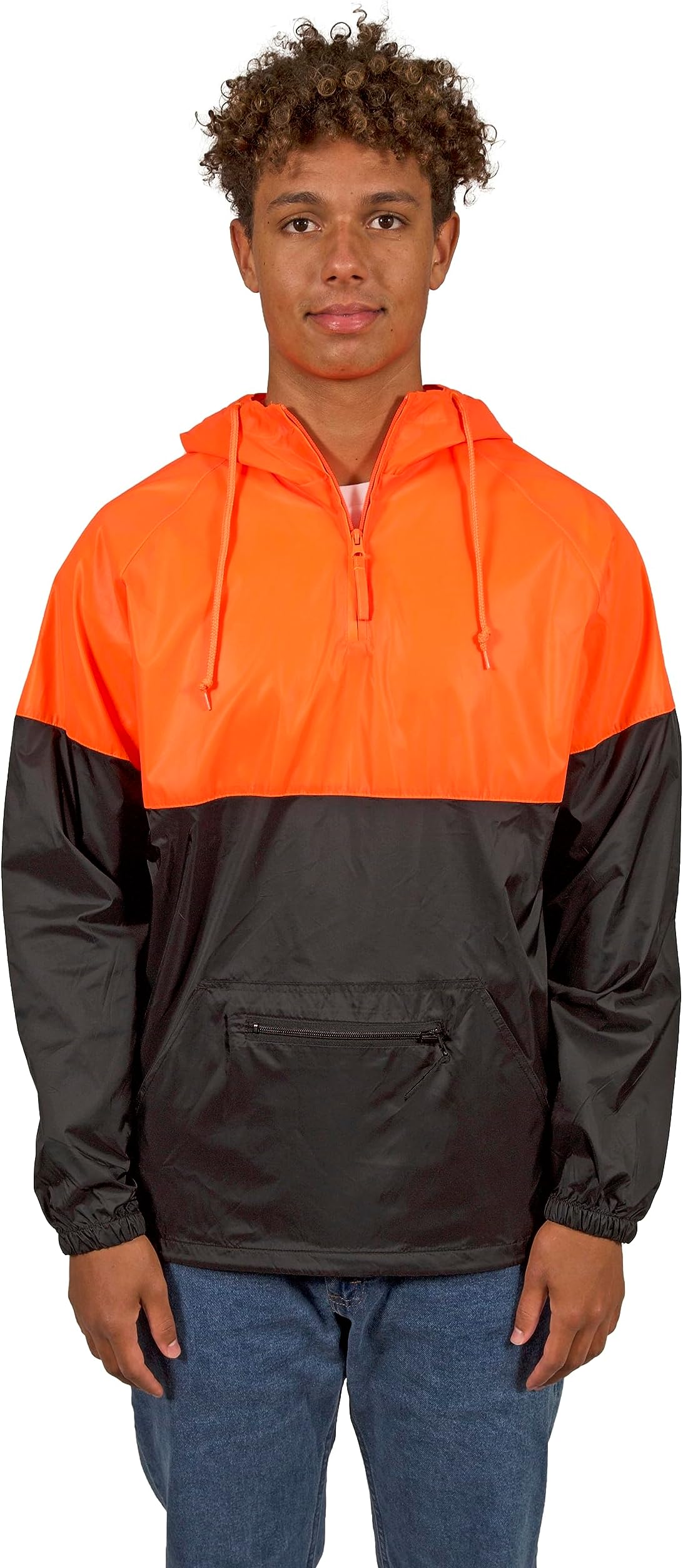 Cottonhood Two Tone Reflective Water Resistant 1/4 Zip Pullover Anorak Windbreaker Jacket
