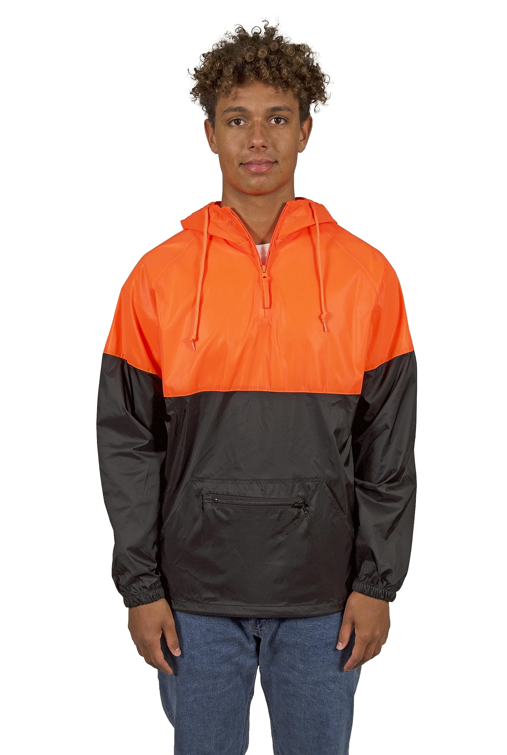 Cottonhood Two Tone Reflective Water Resistant 1/4 Zip Pullover Anorak Windbreaker Jacket