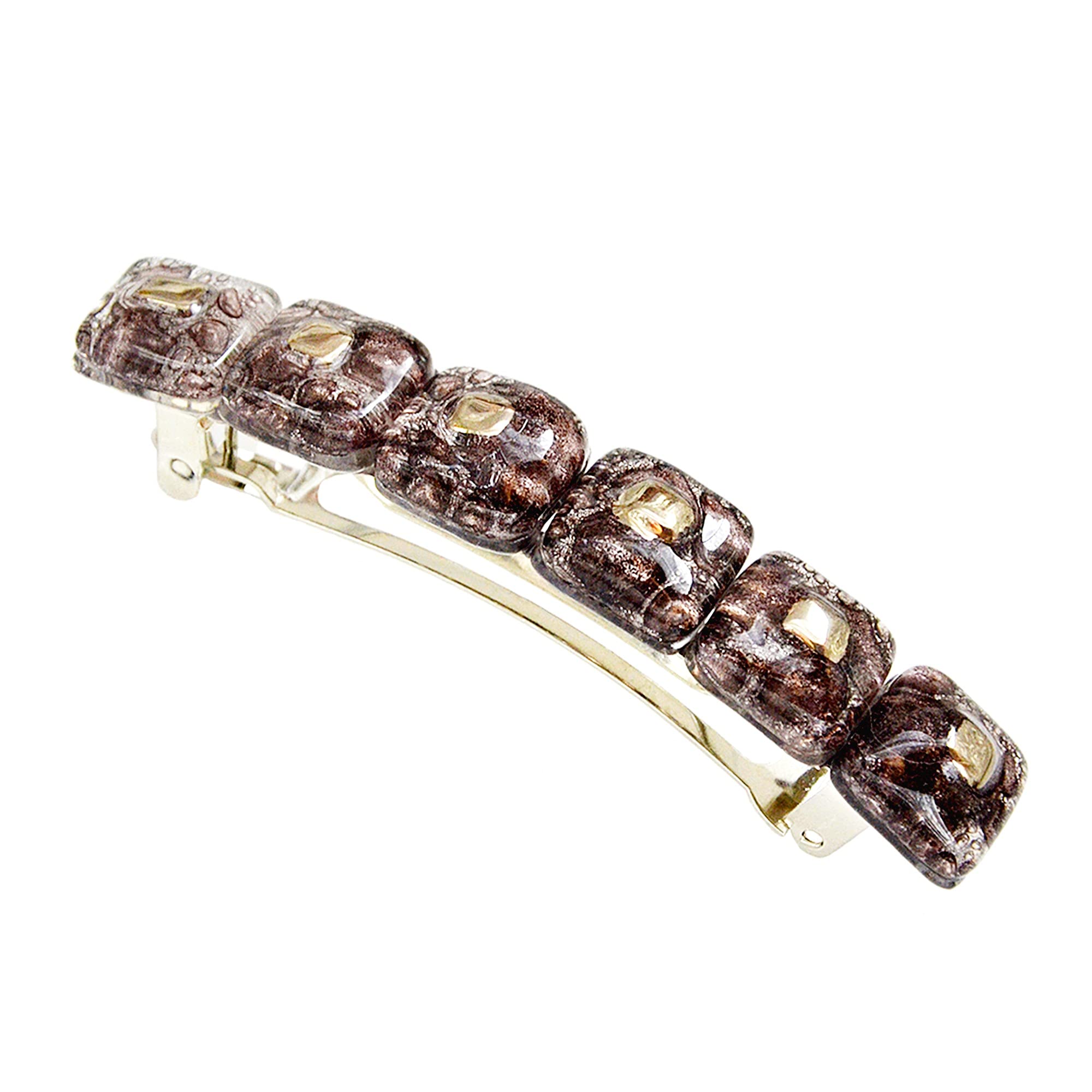 Pince à cheveux bulle marron • Accessoires pour cheveux design pour femmes et filles • Verre tchèque décoré de platine • Composants métalliques français • Barrette • Fabriqué à la main en Europe
