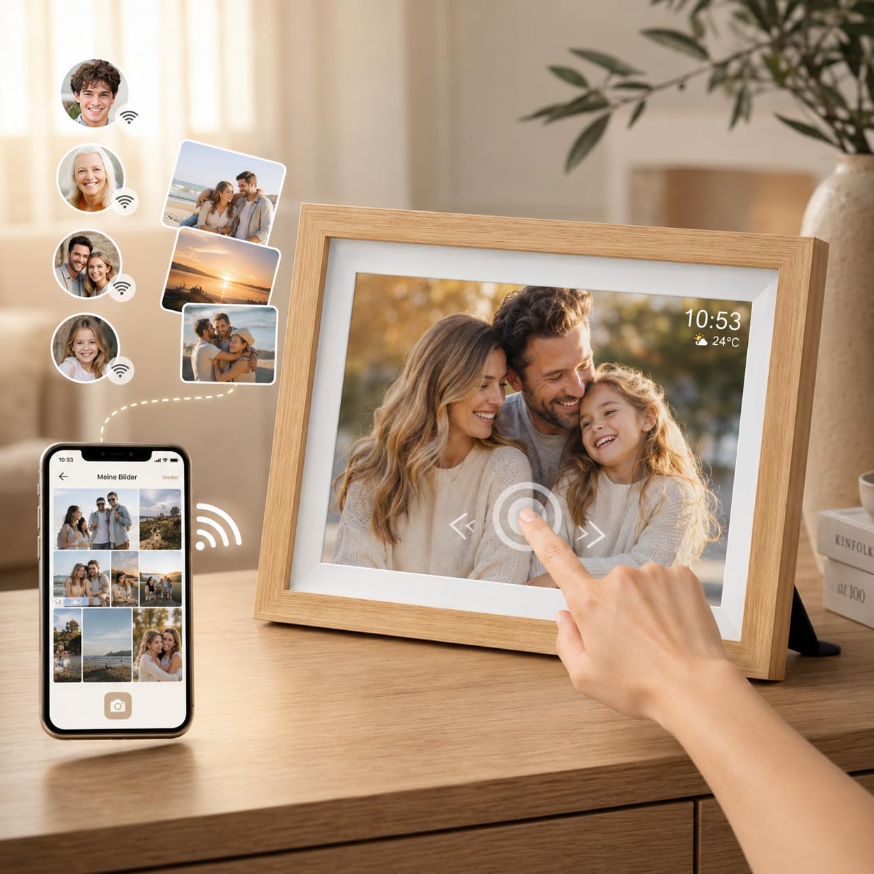 Cyfrowa ramka na zdjęcia 10,1 cala WiFi Frameo ekran dotykowy IPS HD 32 GB Wozinsky