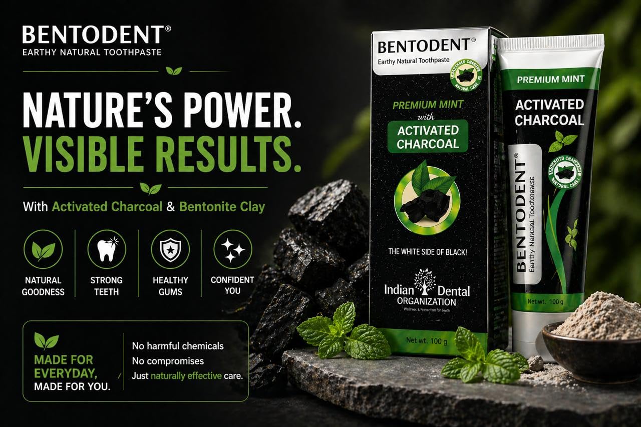 BENTODENT TOOTHPASTE Zahnaufhellung Bentonit und Zahnpasta aus Aktivkohle, natürliche Zahnaufhellung