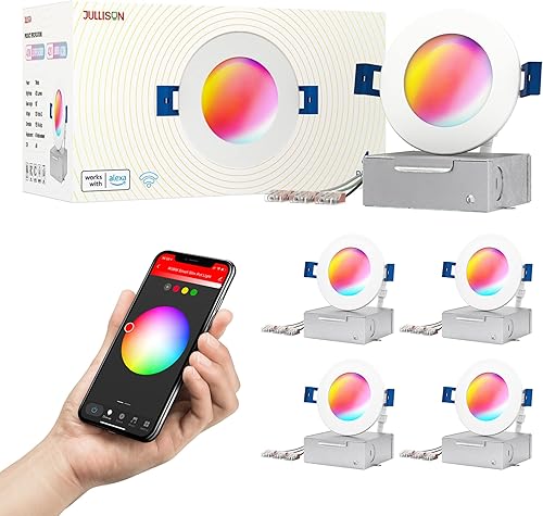 Downlight Inteligente LED Empotrado Sin Caja de 3", Control por Aplicación WiFi y Voz, 120VAC, 7W, 420LM, RGB + 2700K-6000K, ETL & FCC & IC,
