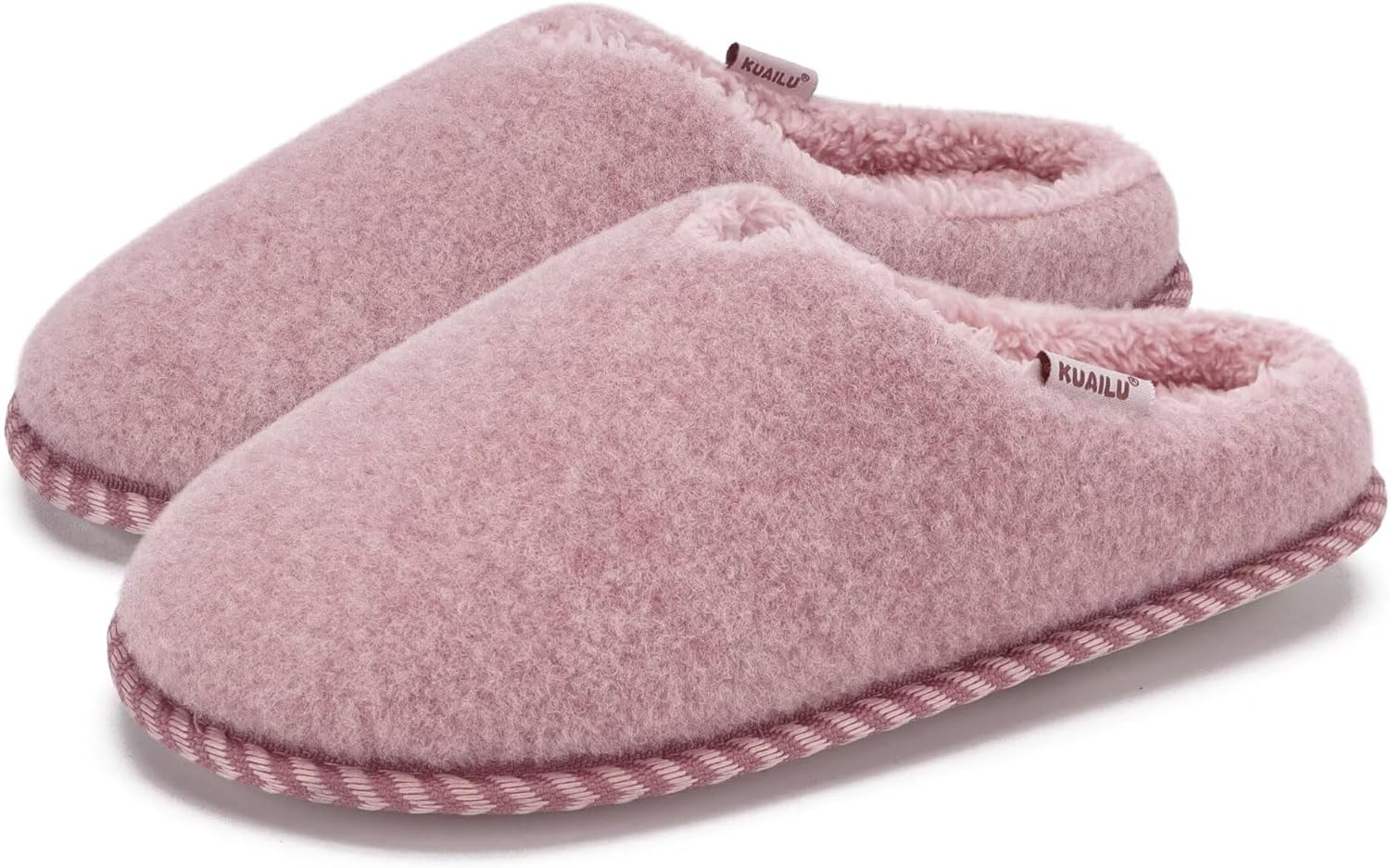 KuaiLu Womens Memory Foam Slippers Ladies Cozy Fuzzy Plush Fur Lined Warm Winter Cushioned Slip on House Bedroom Shoes Comfy Indoor Outdoor Hard Sole Arch Supportive Plantar Fasciitis Pink Size 9 - Image 9
