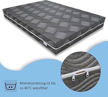 TULENA Viscose tijk met rits voor matras, 140x200 cm, Anthracite, 27 cm, perfect geschikt, hypoallergeen, wasbaar, Öko-Tex gecertificeerd