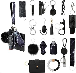 Wristlet Keychain Set with Wallet Card Holder, Bottle Opener, Car Keychain Accessories for Women