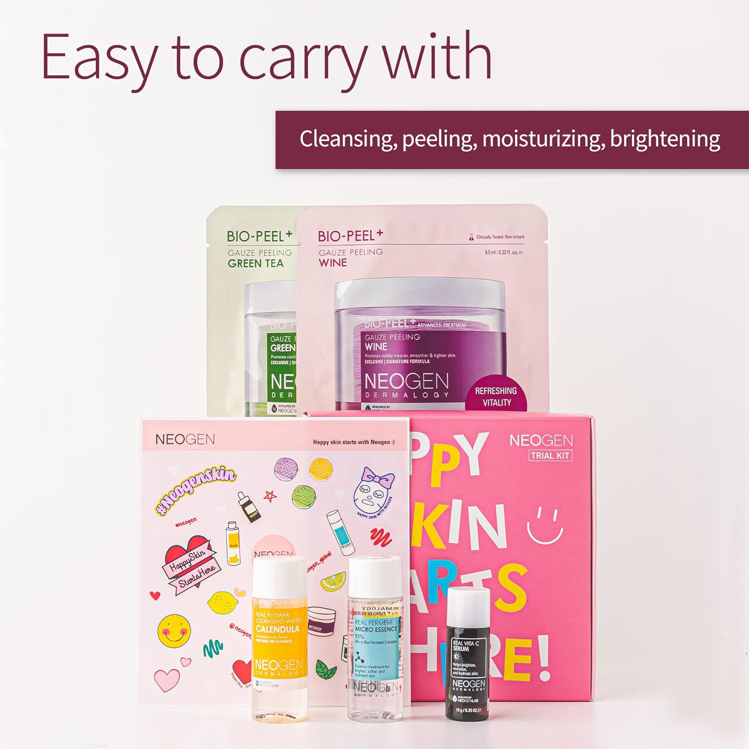 DERMALOGY by NEOGENLAB SKIN CARE TRIAL KIT, Travel Set, Trial Size, Travel Bag, Gift Set, Subscription Box : Beauty & Personal Care