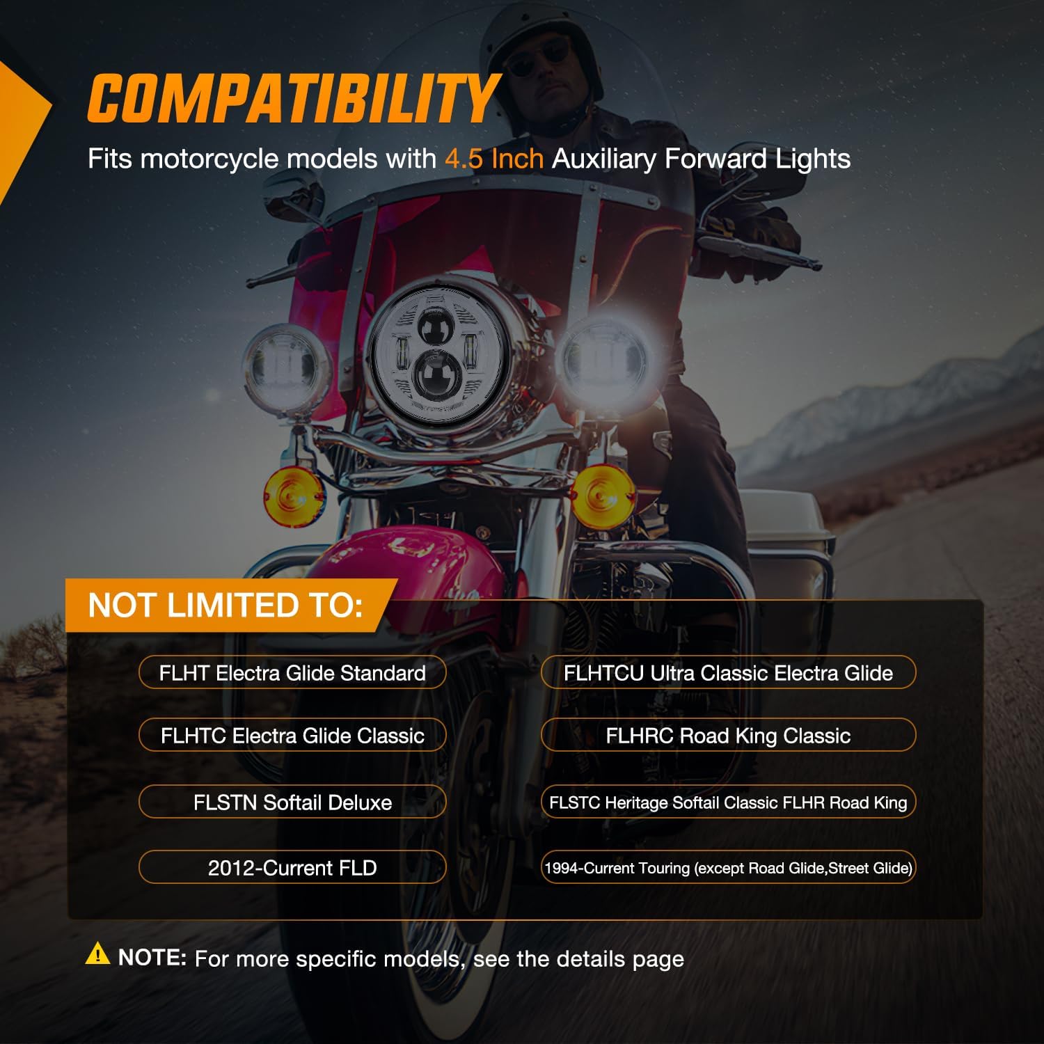 Nilight Motorcycle 2PCS 4.5 Inch LED Fog Lights Passing Auxiliary Light DOT Compatible with Harley Davidson Electra Street Glide Heritage Softail Classic Road King, Chrome