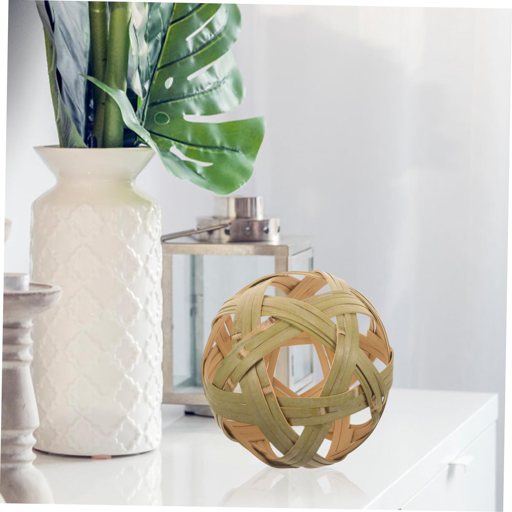 Amazon.co.jp: Yardwe 竹製くり抜き編みボール インテリア用吊り下げ