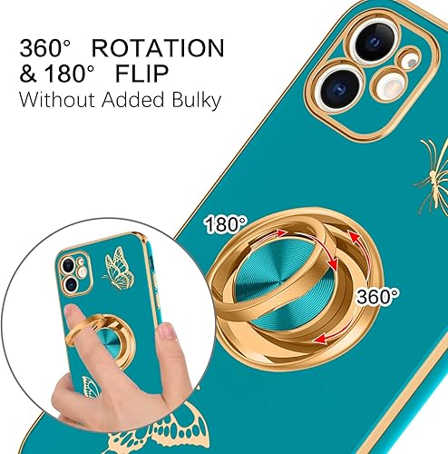 Miniatura 5 de BENTOBEN Funda para iPhone 12 Pro Max, funda para teléfono iPhone 12 ProMax, diseño de mariposa, soporte de anillo a prueba de golpes, protección