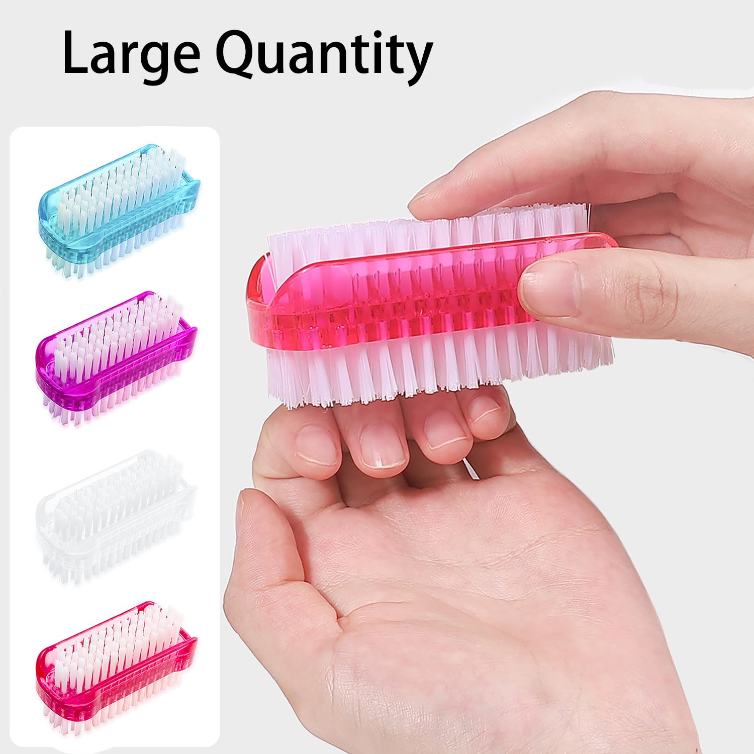 2 Piezas Cepillo Uñas Manos de Doble Cara, Handle Grip Nail Brush, Nail Brush para Limpieza de Dedos y Uñas Manicura de Fregado(Transparente)
