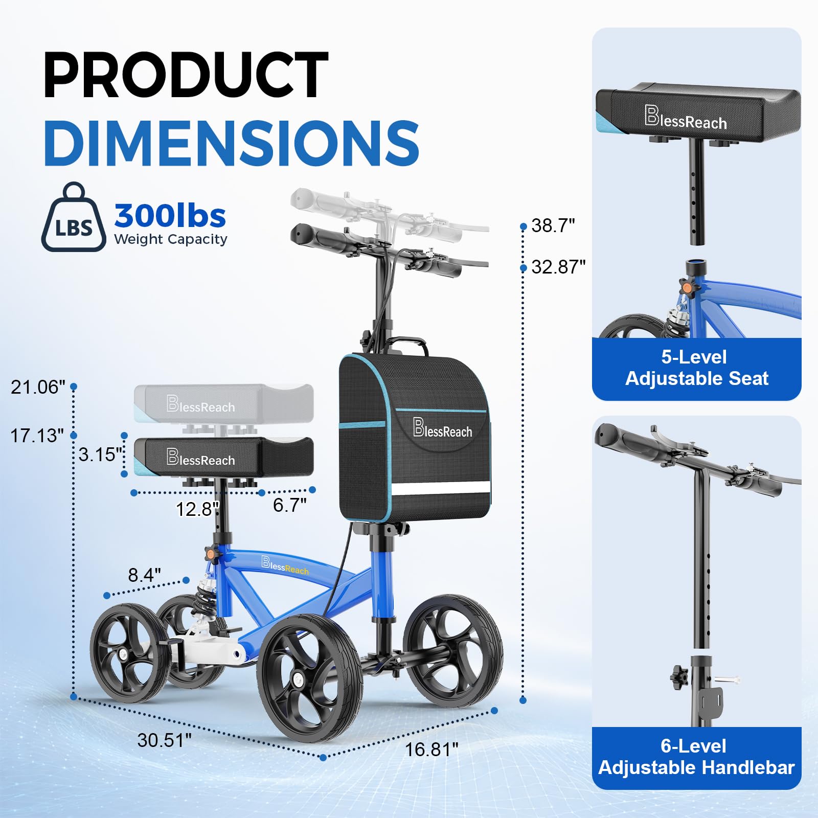 BlessReach WB-2208 front and rear wheel installation diagram