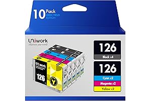 Value Pack: Uniwork T126 Ink Cartridges 10-Pack for Epson 126 T126
