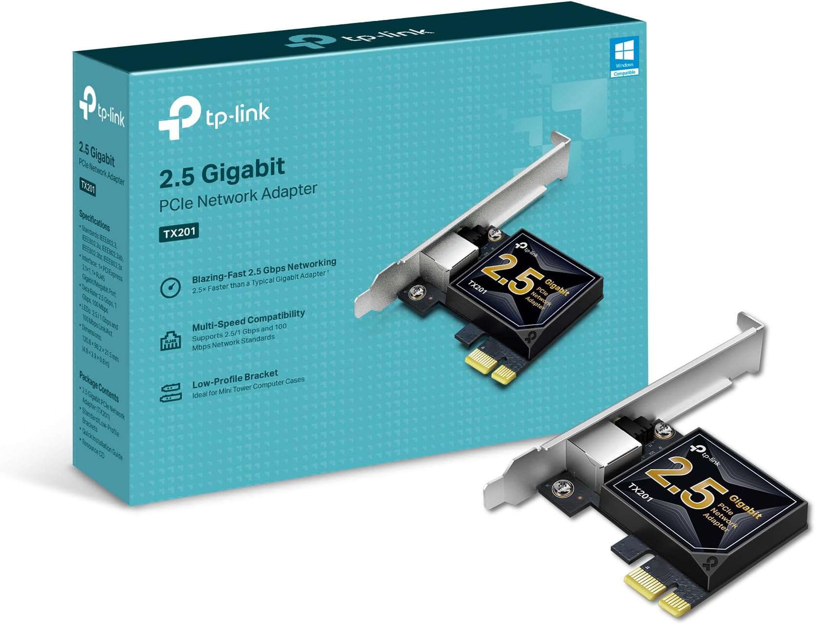 TP-Link 2.5GB PCIe Network Card (TX201) – PCIe to 2.5 Gigabit Ethernet Network Adapter, Supports Windows 11/10/8.1/8/7, Win Server 2022/2019/2016, Linux