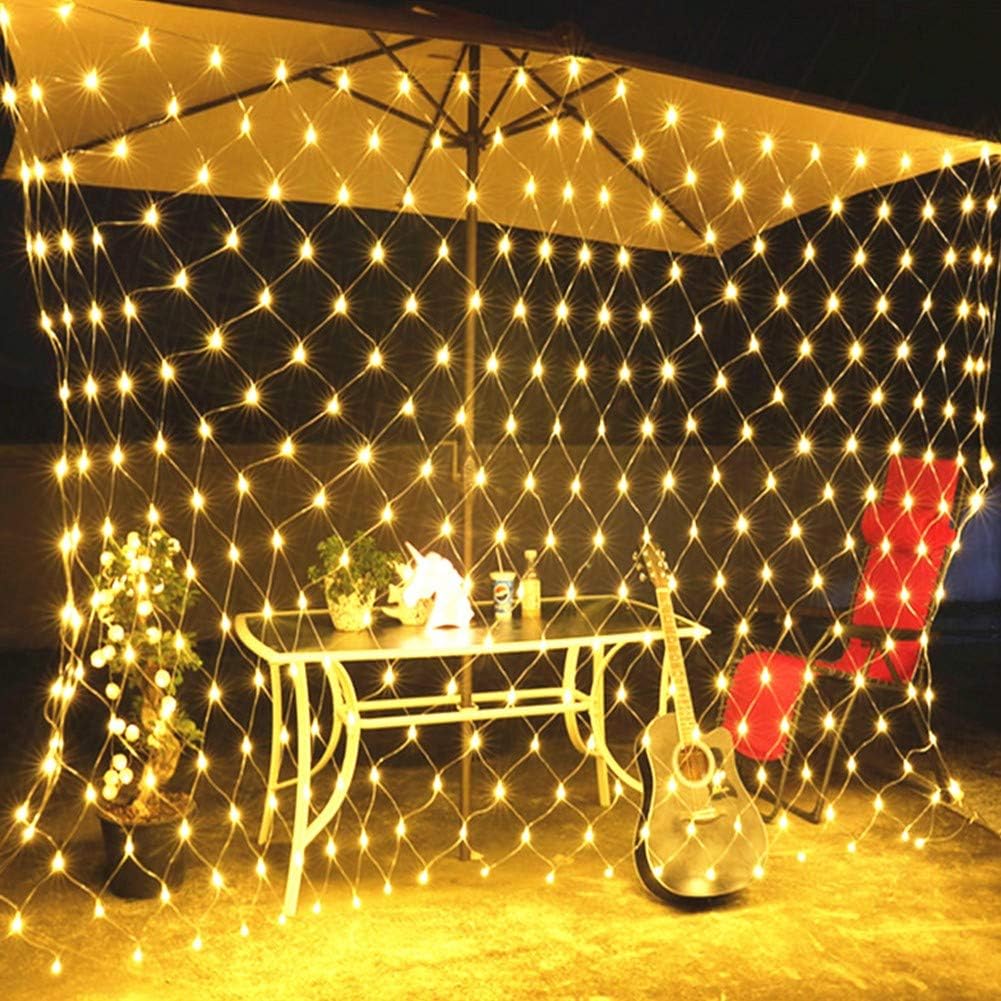 Lichternetz Außen 6x4m 627 LED Lichterkette Netz,8 Modi Lichterkettennetz Wasserdicht Lichtervorhang für Zimmer Wand Hochzeit Zaunbüsche Garten Deko(Size:6m*4m)