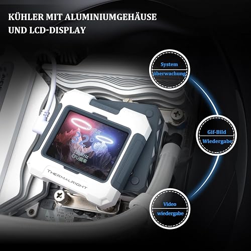 Thermalright FW 360 White ARGB CPU Water Cooling with 3 PWM Fans, IPS 320 x 240 Resolution LCD Screen, 360 AIO Cooling, Liquid CPU Cooler for AMD/Intel PC AIO Cooler: AM4/AM5/LGA1700/1851 - 4