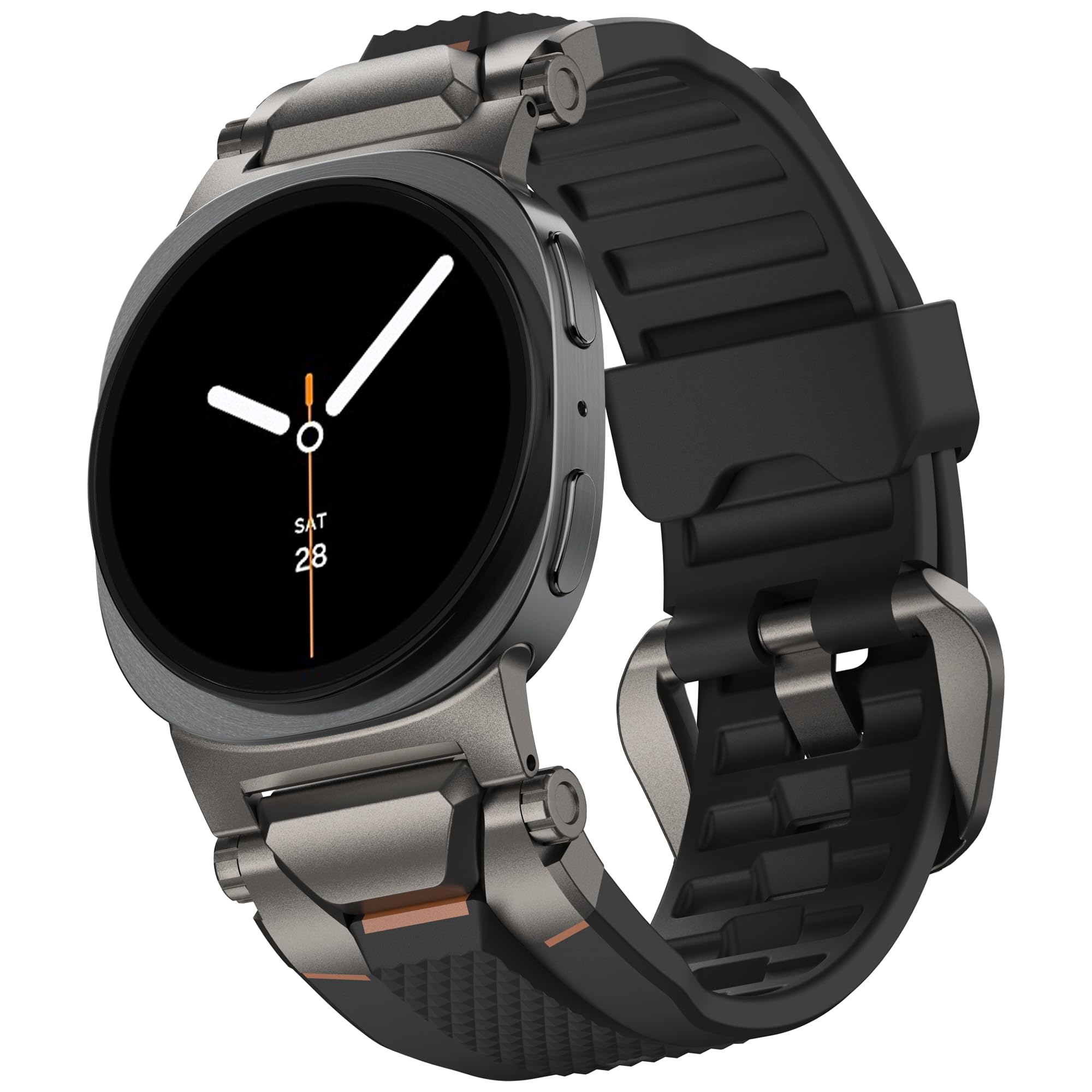 ULTIMAL Pulsera compatible con Samsung Galaxy Watch 9/8 40 mm/44 mm, 8 Classic 46 mm, resistente premium TPU y metal deportivo para hombre (negro + metal Gunmetal)