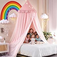 Vista 1 de Kertnic Dosel de Cama Grande en Cúpula de 31.5 pulgadas para Niñas, Dosel de Princesa de Ensueño con Volantes de Doble Capa, Tienda Colgante