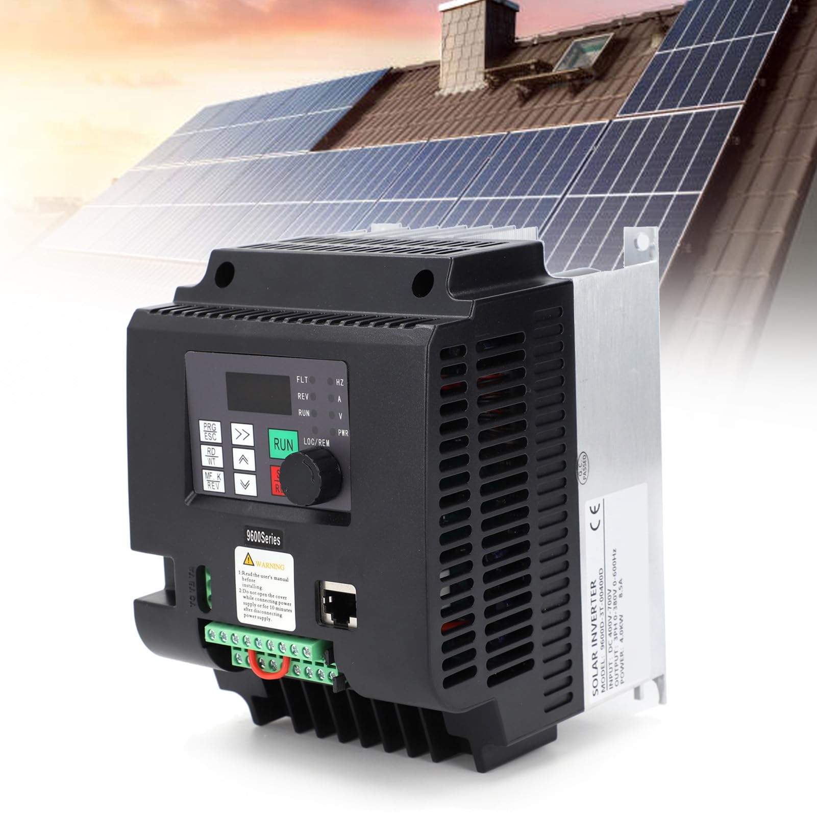 Ejoyous Falownik o Zmiennej Częstotliwości 4KW Inwerter Solarny z MPPT DC 400 do 700 V Wejście 3 Fazy 0 do 380 V AC Wyjście PC Aluminiowy Radiator Sterowania Silnikiem Pompy Wodnej PV