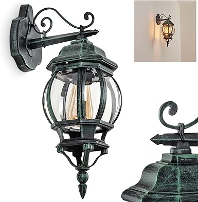 Applique Extérieure Murale Descendante En Métal Noir