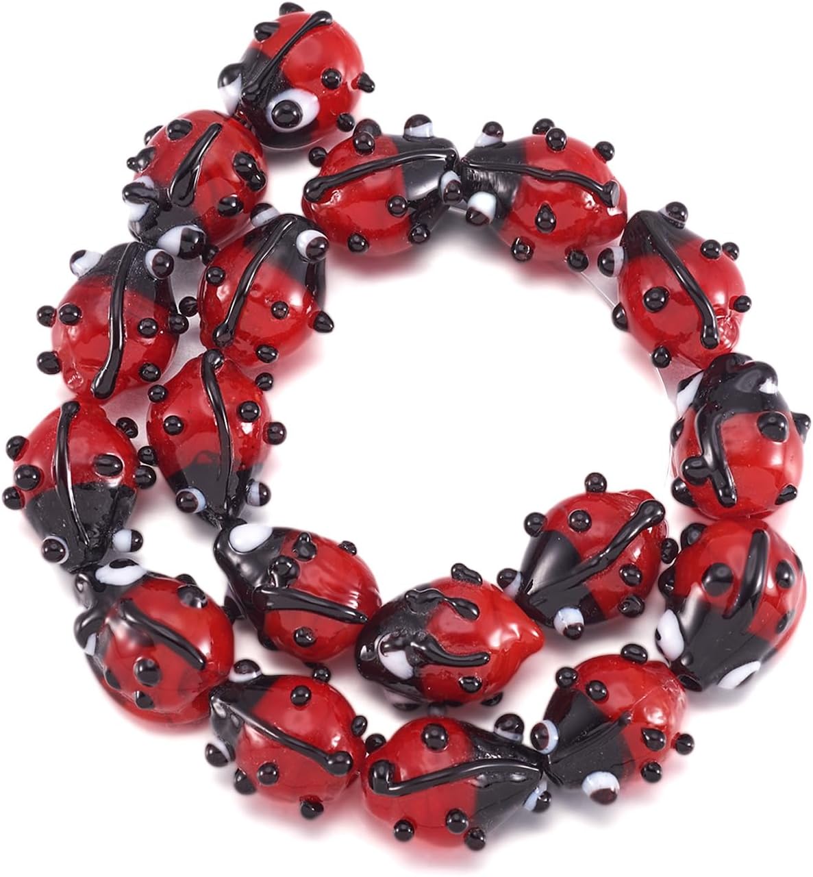 Red Ladybug Lampwork Glass Beads