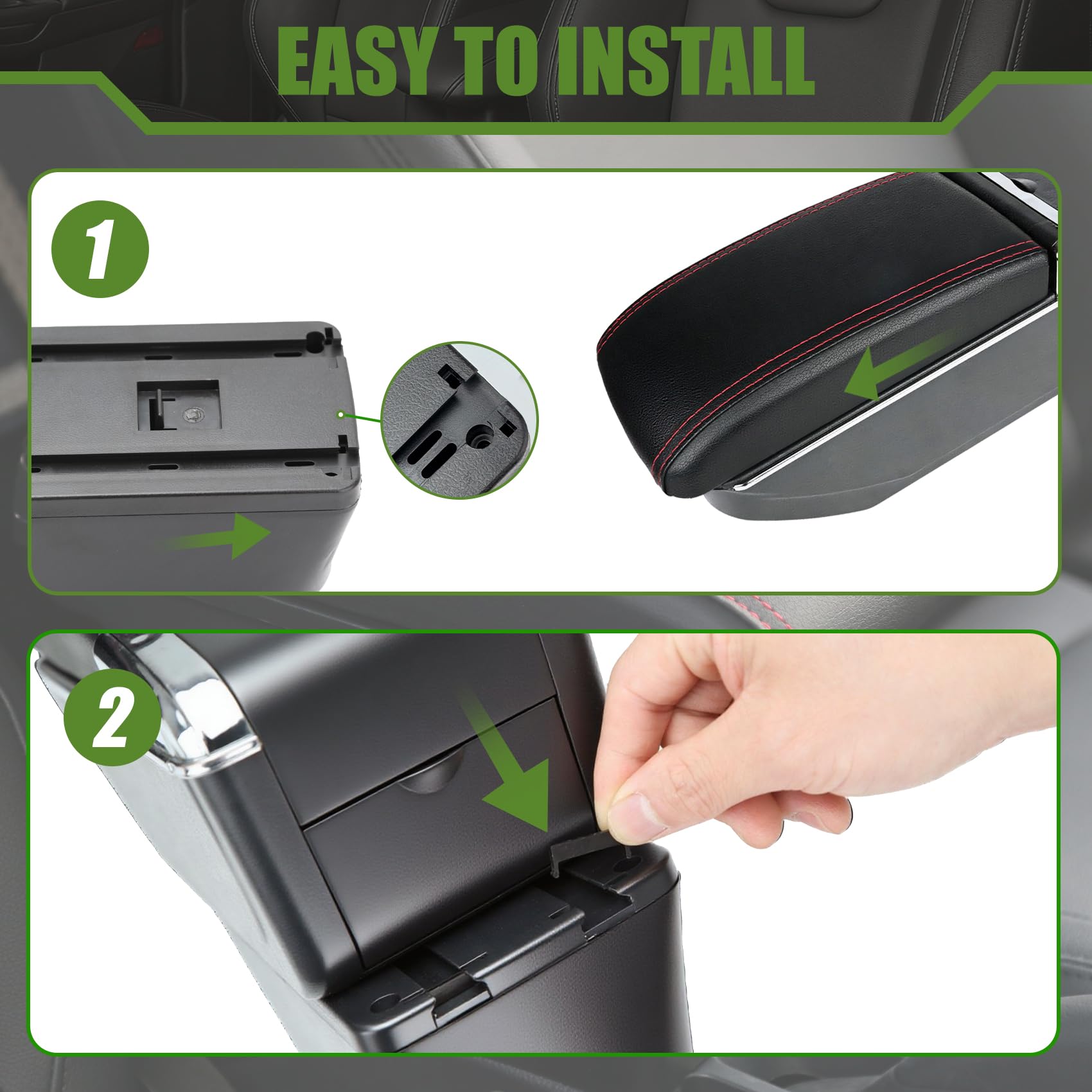 Reposabrazos Central para Citroen Berlingo Apoyabrazos con Doble Almacenamiento, Fácil de Instalar, Consola Central para Coche, Accesorio Personalizado Negro
