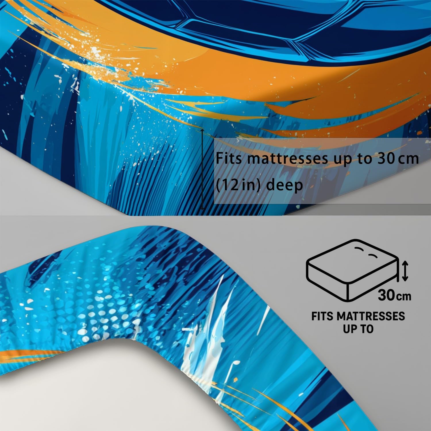 Dynamisch Fußball Spannbetttuch Leidenschaftlich Sport Spannbettlaken 200 x 200 x 30 cm 3teilig Mikrofaser Bettwäsche Set mit 2 Kissenbezüge 80 x 80 cm Kein Flachbettlaken