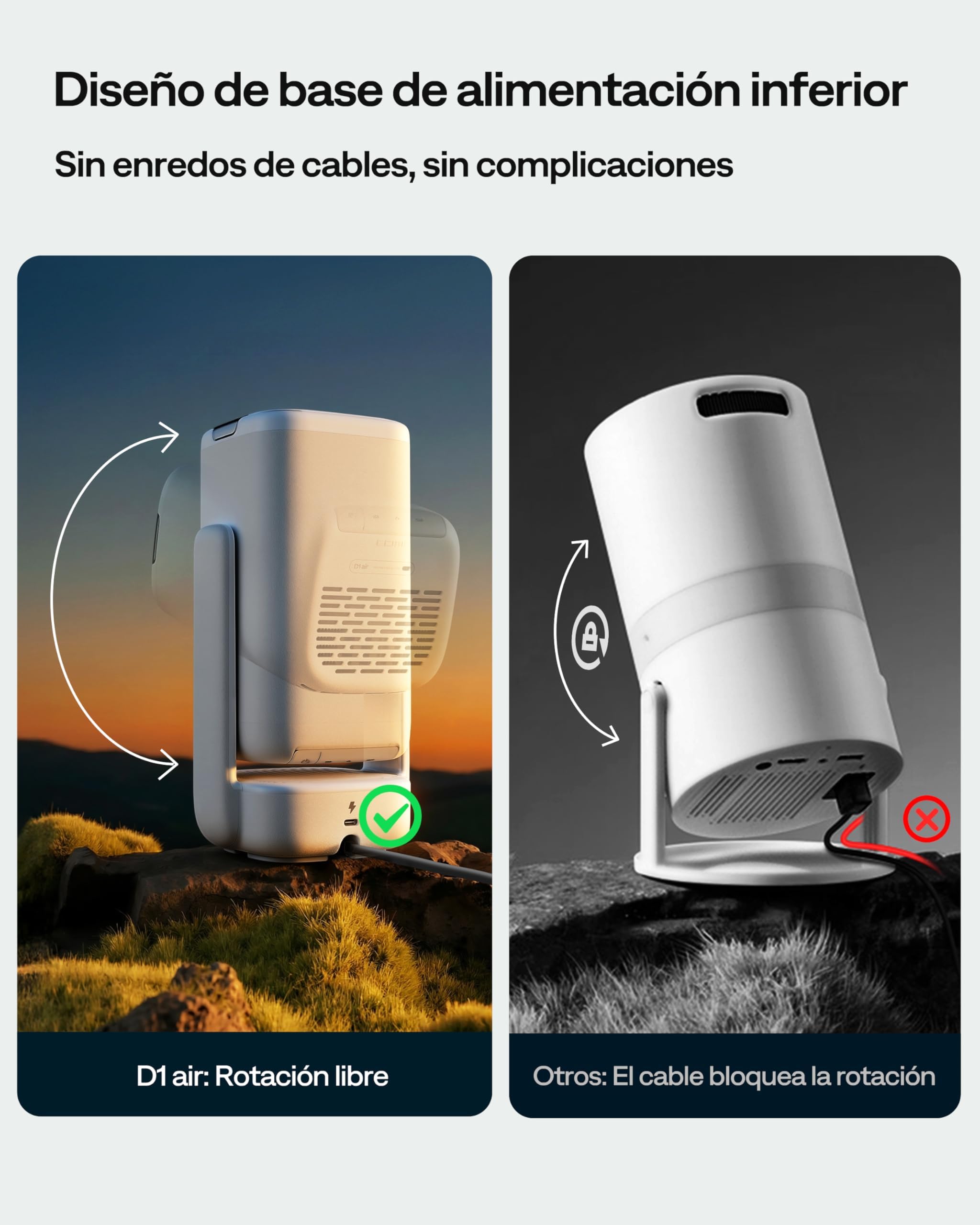 Aurzen D1 Air Proyector Portatil con Netflix y Youtube, Smart Proyector con WiFi y Bluetooth, Alimentado por USB-C, Configuración Automática, 16W Dolby Audio, 1080P ＆ HDR10, Soporta 4K, Exterior