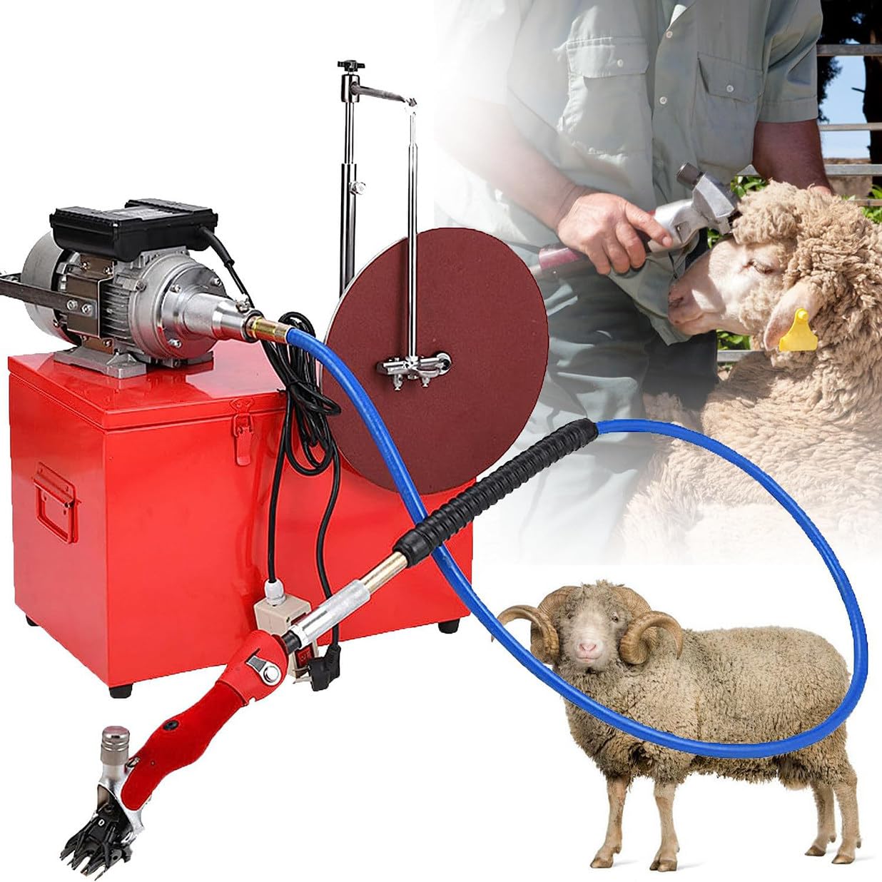 Tosatrice elettrica per Pecore e capre, tosatrice per Lana, tagliatrice a 360°, Rotazione 550 W, 2800 Giri/min, tagliatrice per Lana (9 Lame piegate)