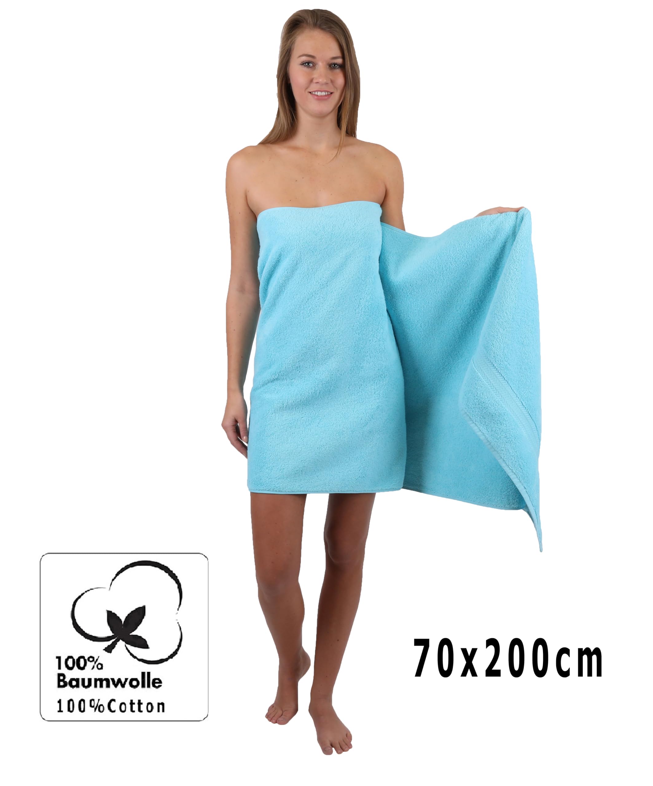 Betz Premium Juego de 2 Piezas de Toallas de Sauna 100% algodón XXL Toalla de baño 70x200 cm - Turquesa