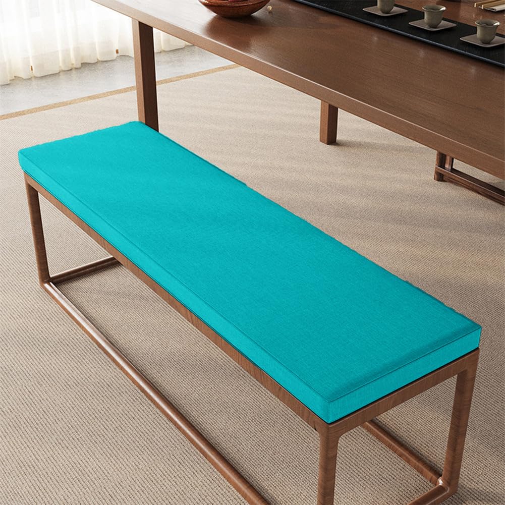 Almohadilla para banco de 3 cm de grosor, lavable, antideslizante, para jardín, patio, piel extraíble, para alféizar de la ventana, 80 x 60 cm, color azul claro