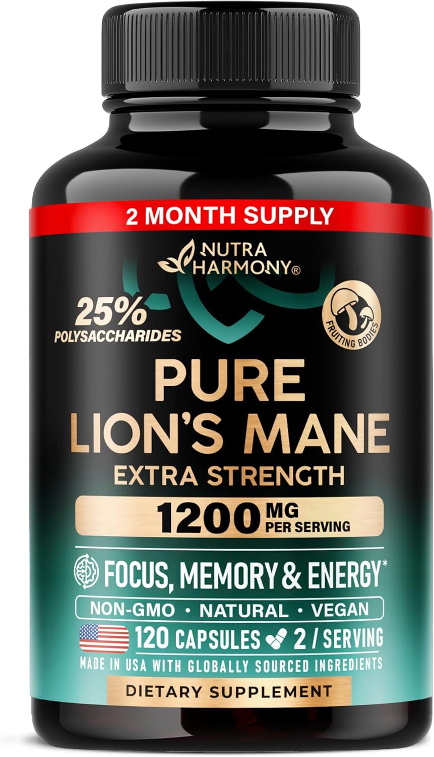Nutraharmony Organic Lion’s Mane 1200mg Vegan Capsules 1200mg – Capsules