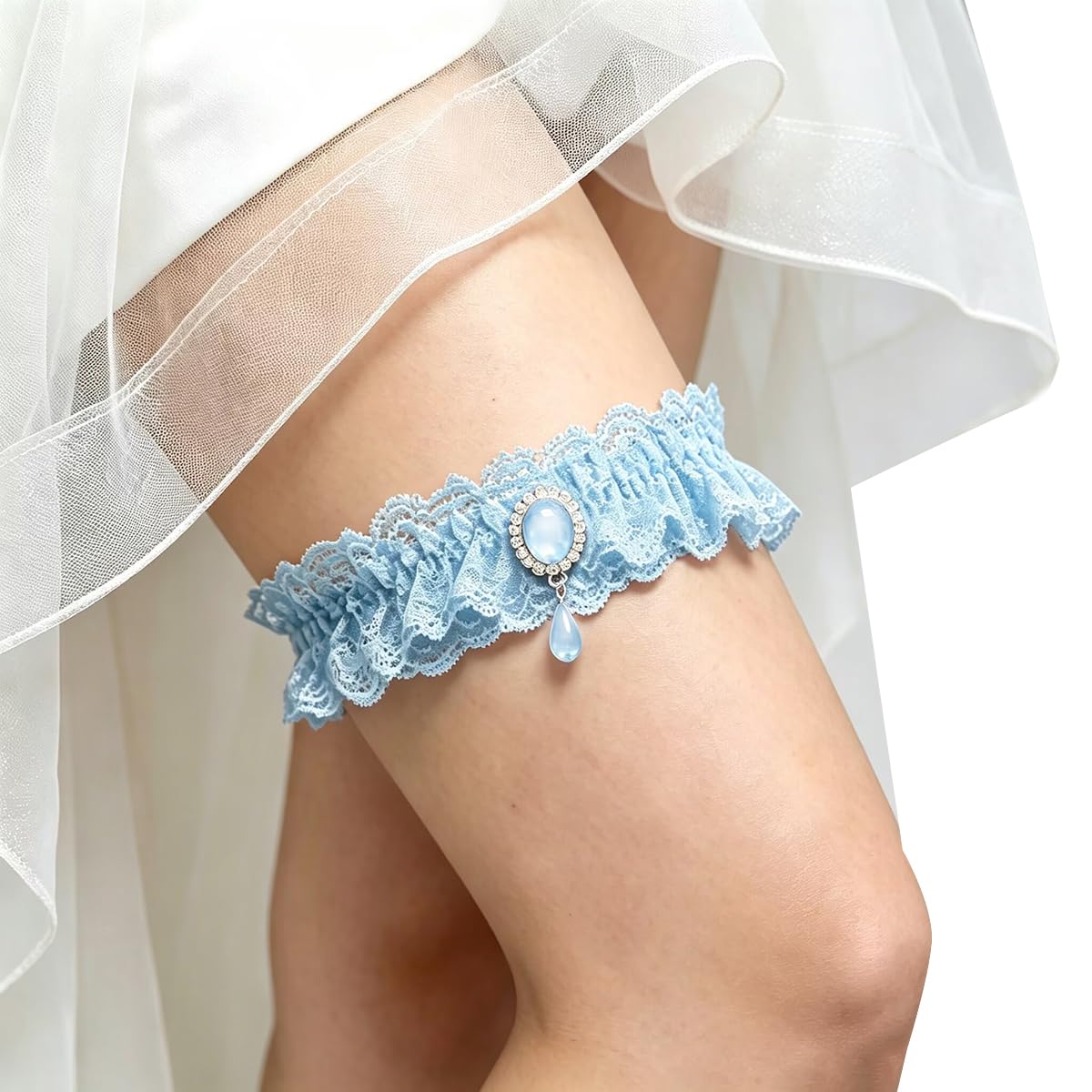 Blue Garters for Bride Wedding Garter Set for Bride Bridal Garter Leg Thigh Blue