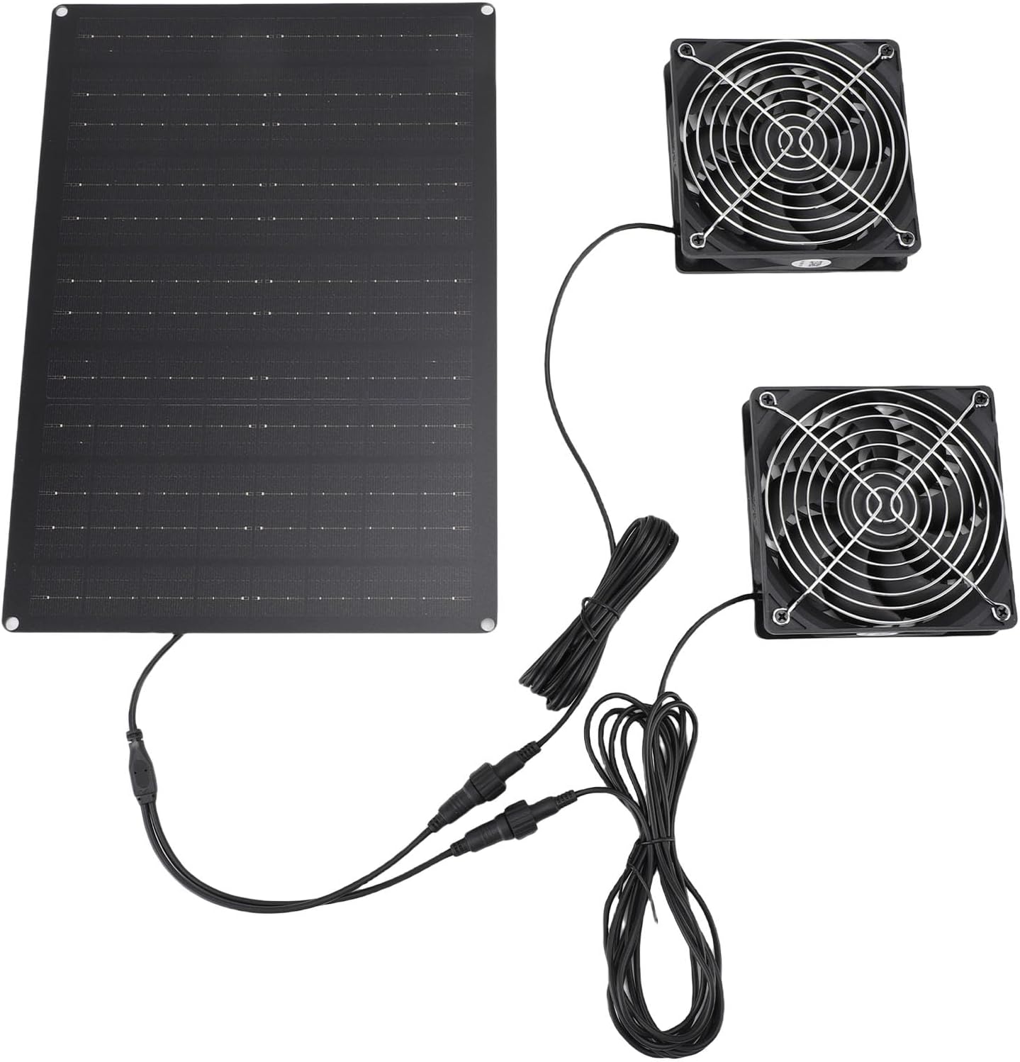 Solar Powered Dual Fan Kit 75W 3000 to 4000RPM IPX 75W Solar Powered Dual Fan Kit - 3000 to 4000RPM IPX7 Cooling Ventilation for Pet House, Kitchen