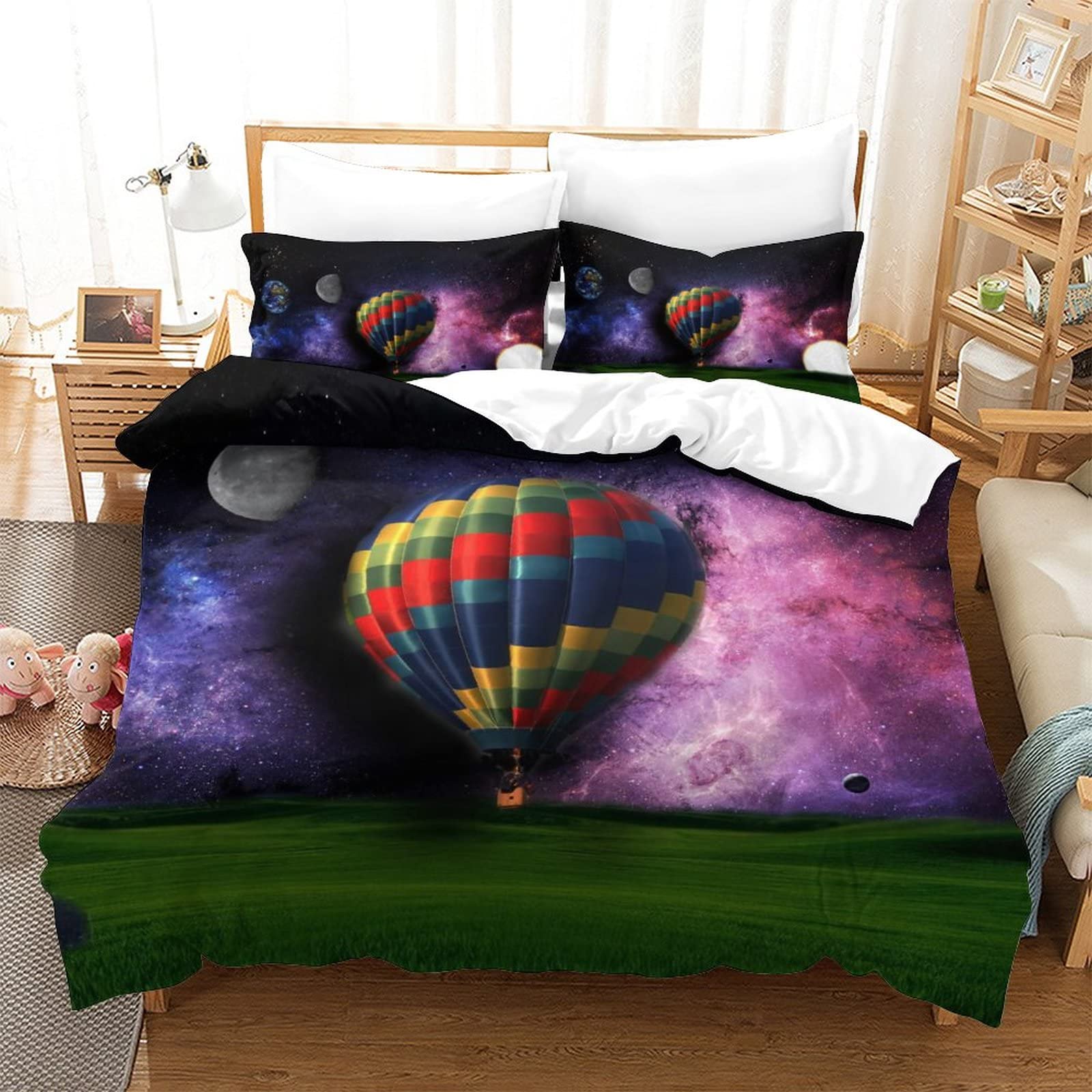 Housse de couette 3D paysage naturel imprimé fantaisie parure de lit double respirante