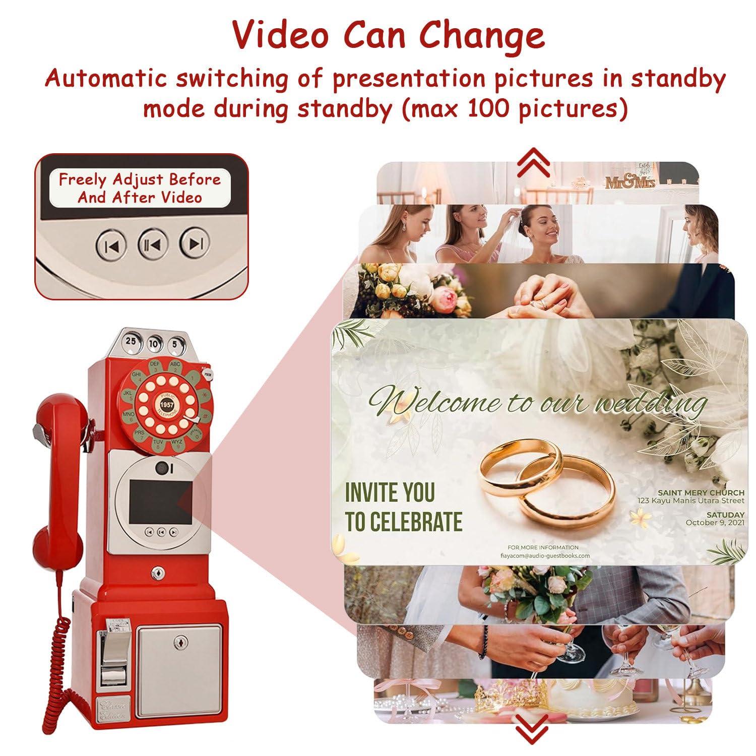 Libro degli ospiti video HD, dispositivo di registrazione audio per conservare occasioni speciali, messaggi personalizzati per matrimoni, compleanni, lauree, anniversari
